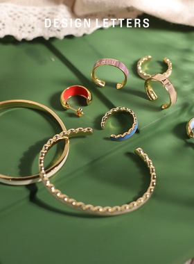 丹麦Design Letters代购彩色珐琅DREAM精致简约AMOUR手镯耳钉戒指