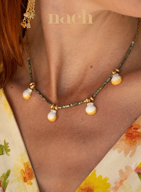 【官方授权】NACH娜趣法国24春夏鹦鹉贝壳石榴蒲公英赤铁矿珠项链