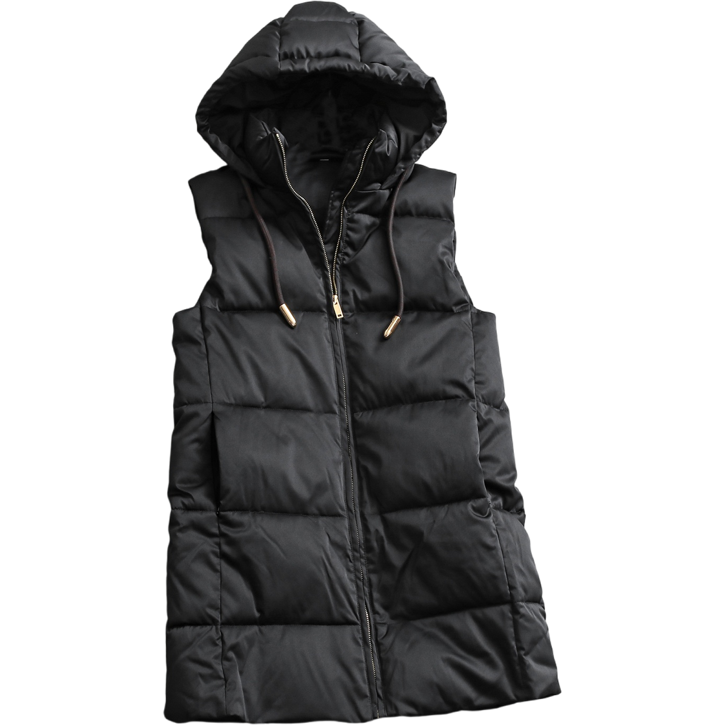 简约纯色宽松显瘦连帽拉链中长款坎肩外套保暖无袖背心女马夹W063,淘宝优惠券,粉丝福利购,淘宝优惠卷