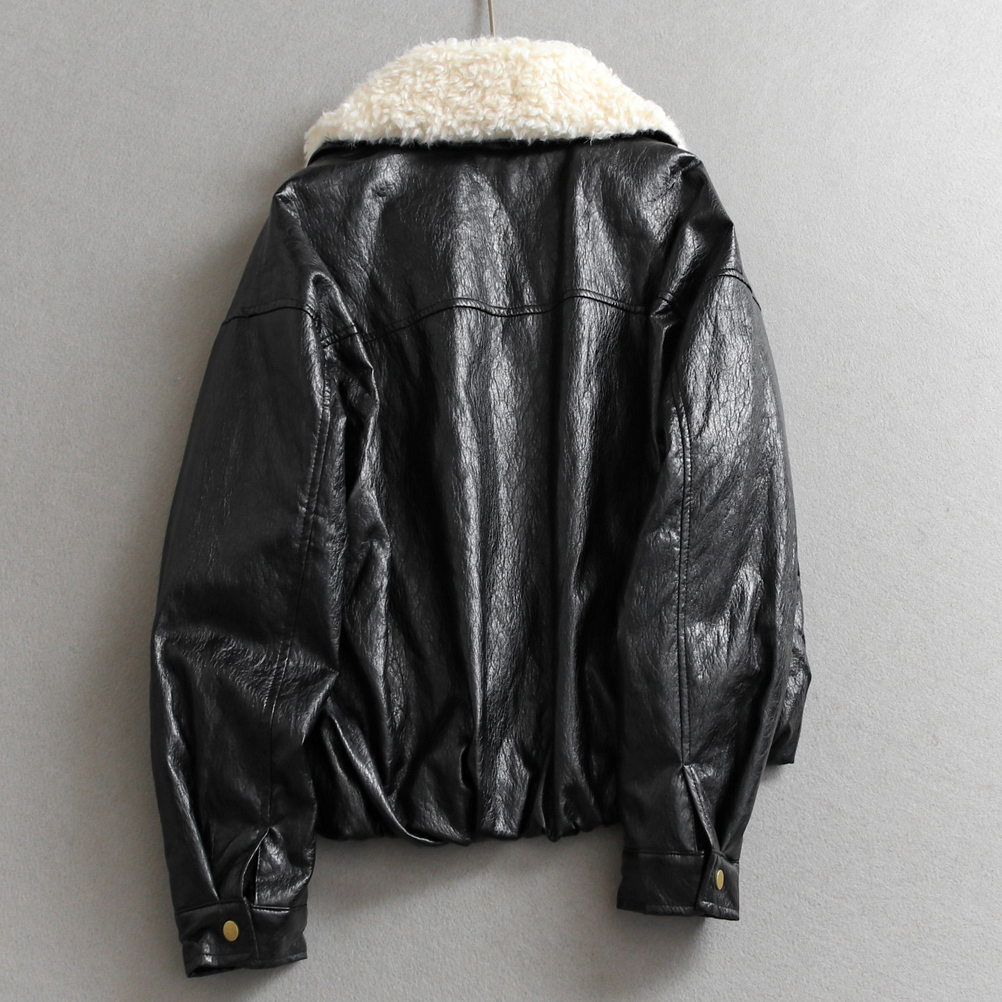 复古风撞色仿羊羔绒翻领加绒加厚冬季宽松保暖长袖外套女皮衣M686,淘宝优惠券,粉丝福利购,淘宝优惠卷