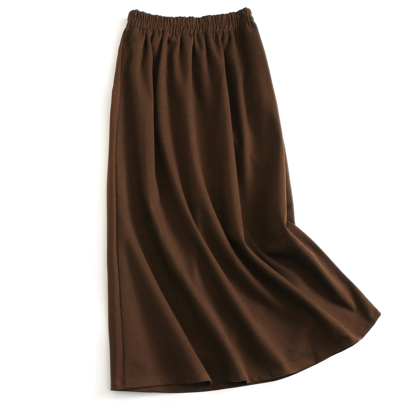 纯色显瘦高腰松紧腰2024秋季通勤气质长裙a字裙百搭女半身裙F881 - 图0