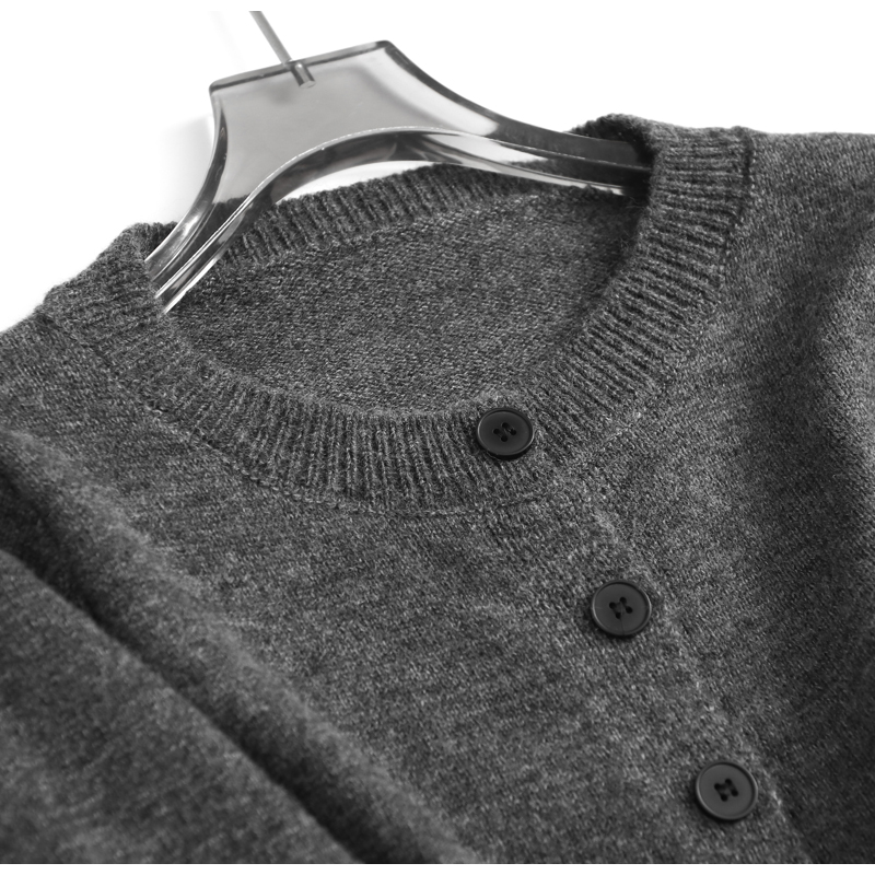 纯色显瘦软糯圆领长袖针织开衫短袖线衫百褶a字裙女三件套装J604 - 图1