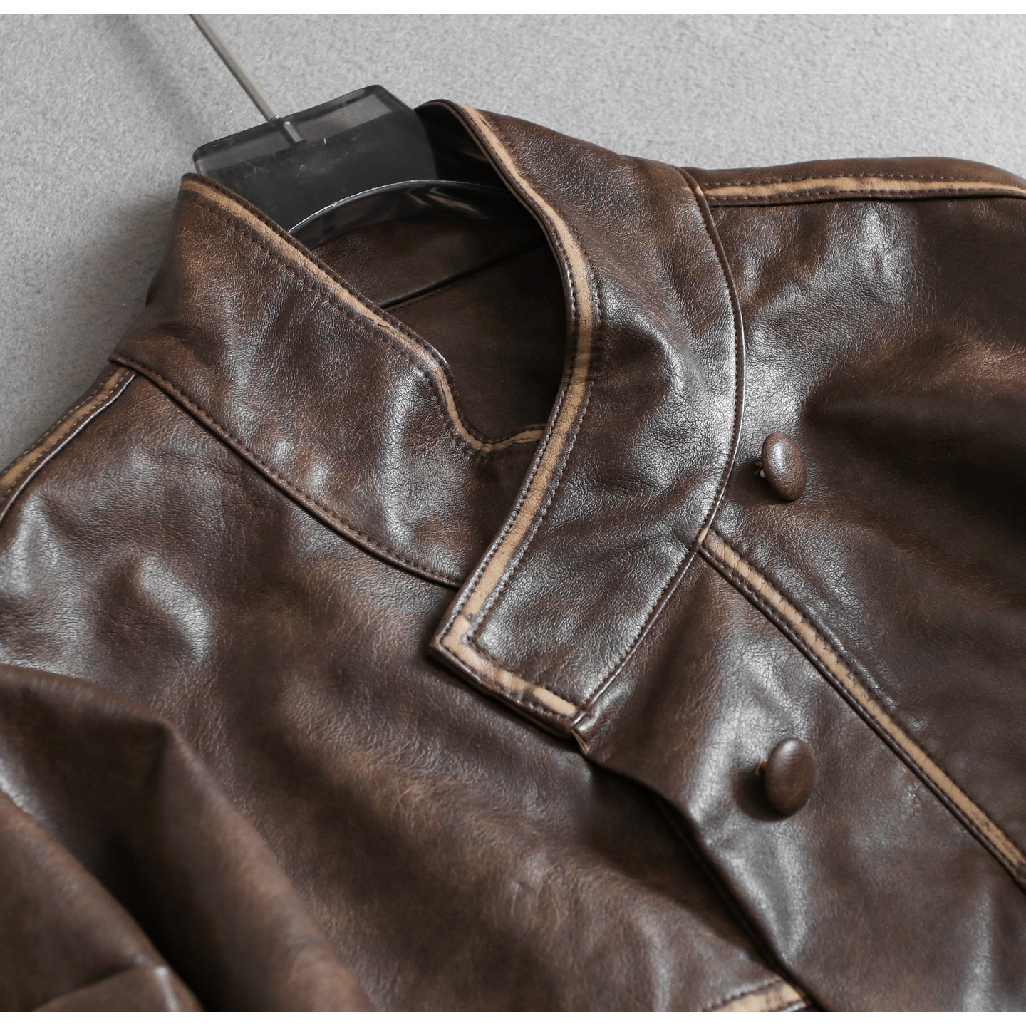 撞色复古宽松显瘦抽绳设计短外套2025秋季新款长袖夹克女皮衣B027,淘宝优惠券,粉丝福利购,淘宝优惠卷