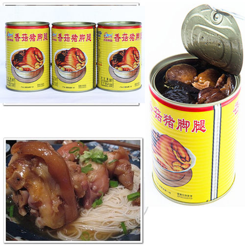 厦门古龙食品香菇猪脚腿罐头熟即食卤肘子猪蹄作料小菜397g一瓶 - 图2