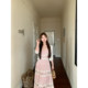 ແບບຣີສອດສີບົວ lace patchwork suspender skirt ຍາວ