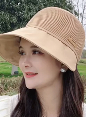 加宽防晒鸭舌帽夏时尚凉帽遮脸大帽檐太阳帽遮阳帽帽子女2026新款