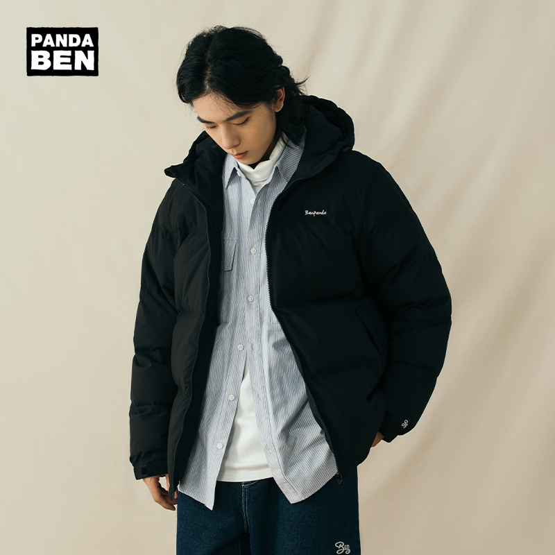 BEN.PANDA 羽绒服男冬季新款潮流刺绣防泼水连帽保暖加厚休闲外套