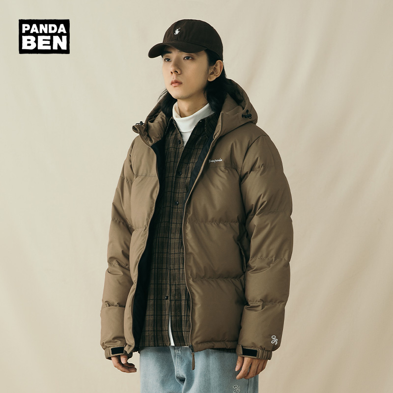 BEN.PANDA 羽绒服男冬季新款潮流刺绣防泼水连帽保暖加厚休闲外套