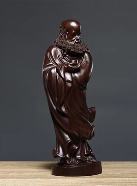 黑檀木雕达摩祖师佛像摆件实木雕刻工艺品复古禅意家居玄关装饰品
