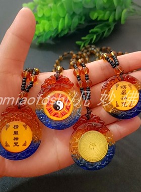 黄色吊坠玻璃饰品毛衣链