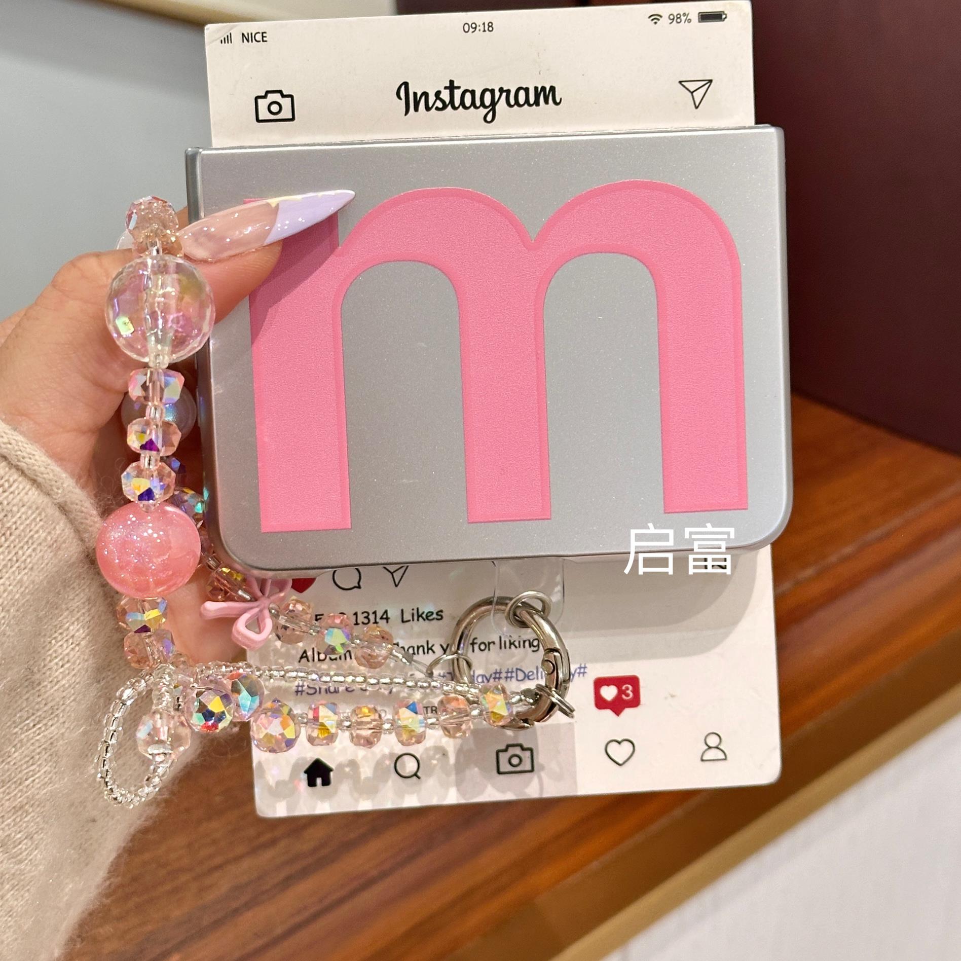 适用华为purax手机壳pockte2韩国ins粉色少女M字三星zflip6/5折叠屏小米MIXFlip2手机壳OPPOFindN3Flip保护套 - 图2