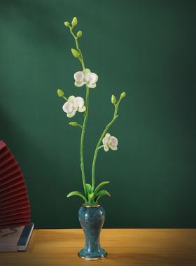 蝴蝶兰铜摆件家居客厅装饰品