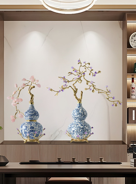 轻奢青花瓷葫芦摆件客厅玄关