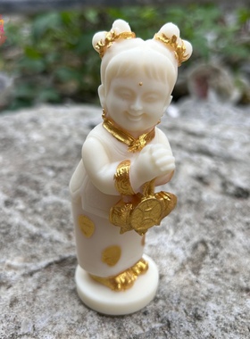 象牙果菩提果金童玉女摆件送子善财童子龙女像车载童男童女工艺品