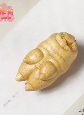 崖柏绿檀木雕大猪蹄子手把件猪蹄钥匙扣包包挂件装饰工艺品文玩
