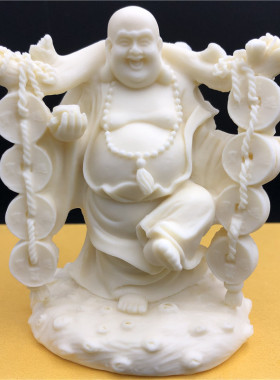 象牙果财富弥勒佛摆件铜钱弥勒笑佛家居客厅车载工艺品装饰件