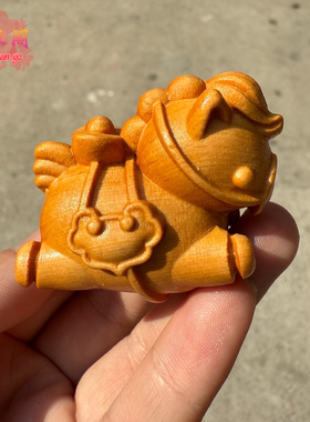崖柏木雕马上有钱摆件马上发财生肖马本命年手把件文玩装饰工艺品