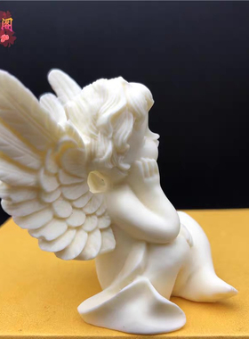 象牙果雕天使摆件丘比特天使汽车创意摆件茶宠办公室装饰品送礼