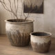 Large diameter wabi-sabi flower pots and flower vessels for Chinese gardens
