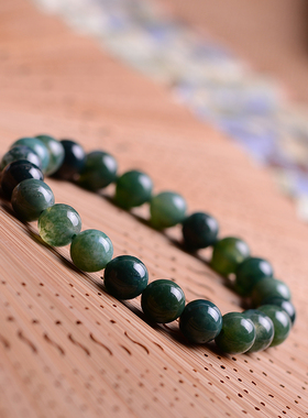 天然玛瑙石绿色水草波西米亚的女