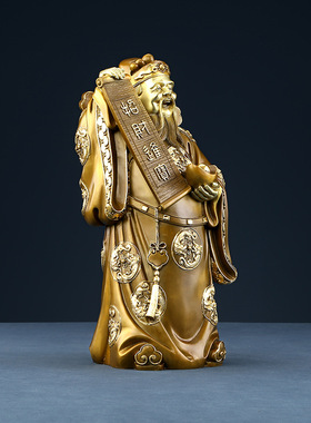 黄铜财神爷家居 佛像家用财神爷摆件开业礼品 文财神财神爷铜像
