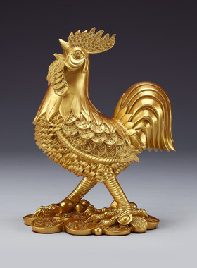 黄铜公鸡摆件生肖金钱鸡家居铜公鸡工艺品办公室桌面装饰工艺礼品