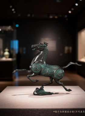 马踏飞燕黄铜中式马摆件工艺品客厅办公桌家居装饰品开业礼品