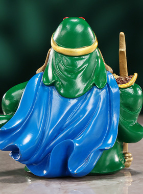 彩铜关公摆件 家居办公室武财神关二爷工艺品桌面迷你小佛像