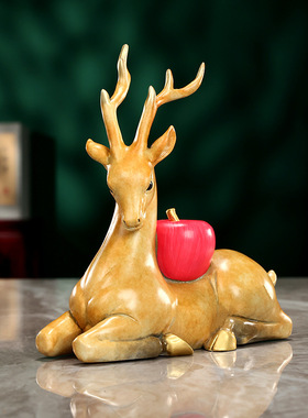 彩铜一鹿平安摆件 家居办公室祥鹿工艺品桌面梅花鹿迷你小装饰