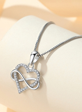 s925纯银8字爱心吊坠日韩简约风新款欧美锁骨链跨境设计厂家批发