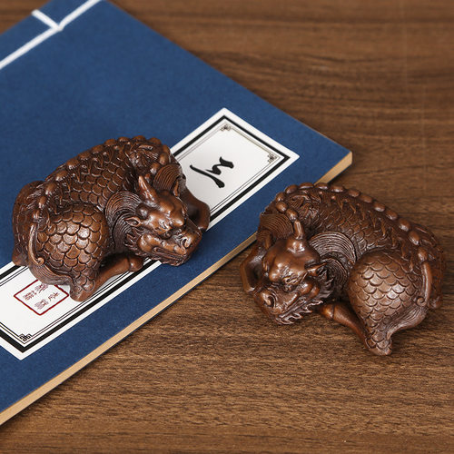 紫铜麒麟镇纸摆件家居办公室桌面迷你瑞兽工艺品麒麟礼品书桌摆设 - 图0