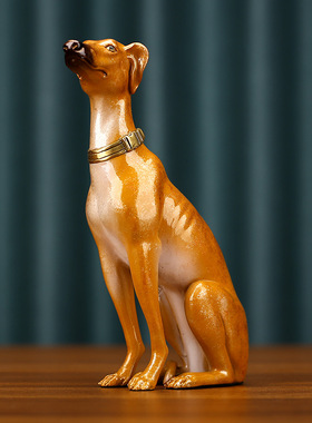 彩铜灵缇犬生肖狗家居办公室玄关乔迁生日开业礼品工艺品摆件
