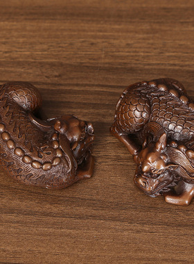 紫铜麒麟镇纸摆件家居办公室桌面迷你瑞兽工艺品麒麟礼品书桌摆设