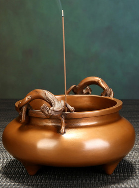 紫铜香炉铜熏香炉摆件家居工艺品茶室书房香道香炉
