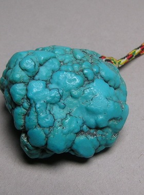 高瓷高蓝原矿纯天然绿松石随形吊坠 玉化料民族风 手把件