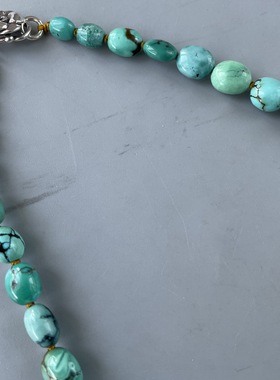 天然绿松石扁珠手链 项链 多圈手链 925银扣 特价