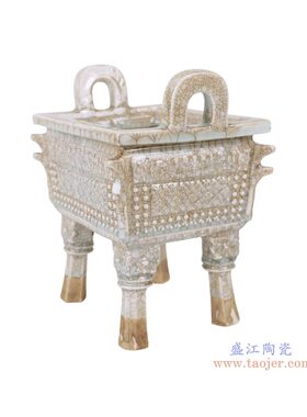 仿古陶瓷方鼎摆件家居装饰品传统工艺品客厅书房装饰摆设