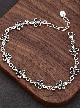 925纯银日韩童军花船锚手链