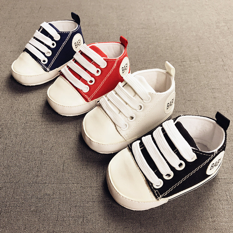 新生婴儿鞋子软底学步0-1岁6个月男女宝宝帆布鞋春秋夏防滑不掉跟