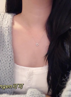 s925纯银迷你爱心项链桃心锁骨链