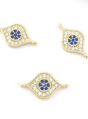 diy饰品配件包金微镶蓝眼睛吊坠