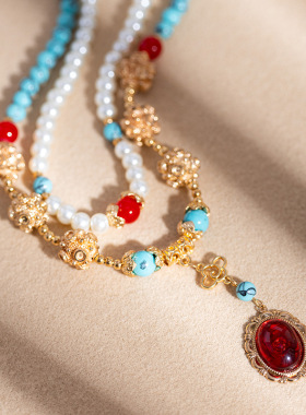 古风汉服璎珞新中式双层叠戴项链复古宫廷风锁骨链国风旗袍配饰