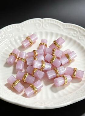 新品 紫锂辉 纯铜镀金镶嵌六字真言路路通DIY国风配件14×16mm