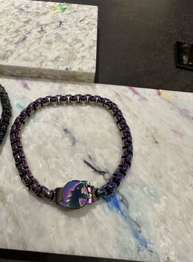 恐龍logo鋼鈦吊墜粗鏈手鏈