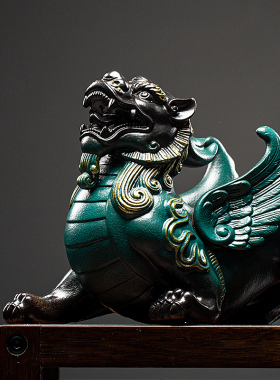 陶瓷貔貅摆件一对招财客厅装饰品