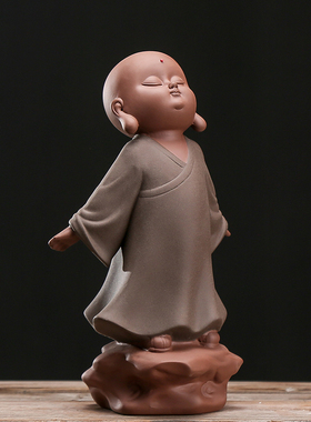 大号禅意紫砂小和尚客厅桌面摆件