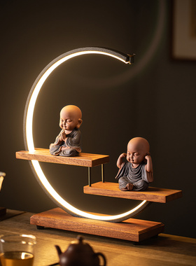 创意中式复古茶空间小博古架