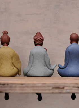 中式紫砂禅意地藏王菩萨摆件