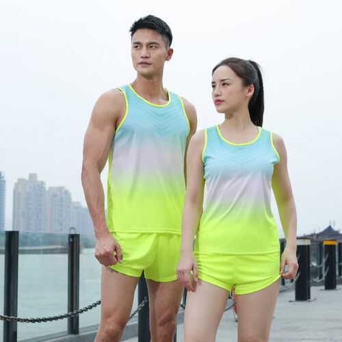 专业田径训练服体考长短跑比赛运动服马拉松跑步运动男女背心套装 - 图2