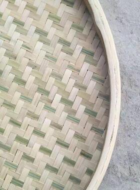 竹制品竹编簸箕无孔有孔竹筛子家用晾晒 圆簸箕米筛竹匾绘画装饰